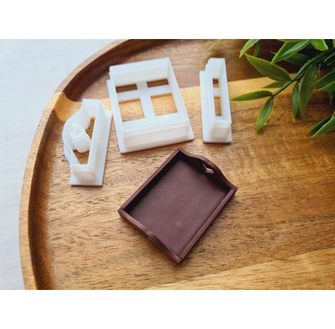 "Kitchen tray, style 1, with heart", 1:6, 1:12 scale clay cutters or FULL set