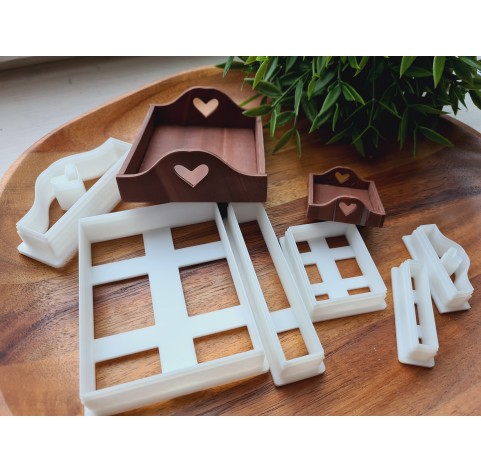 "Kitchen tray, style 1, with heart", 1:6, 1:12 scale clay cutters or FULL set