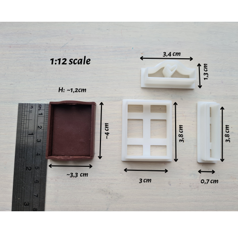 "Kitchen tray, style 1, with heart", 1:6, 1:12 scale clay cutters or FULL set