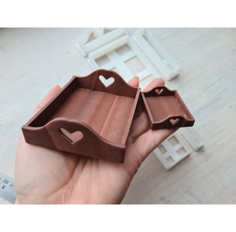 "Kitchen tray, style 1, with heart", 1:6, 1:12 scale clay cutters or FULL set