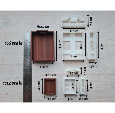 "Kitchen tray, style 2, classic", 1:6, 1:12 scale clay cutters or FULL set