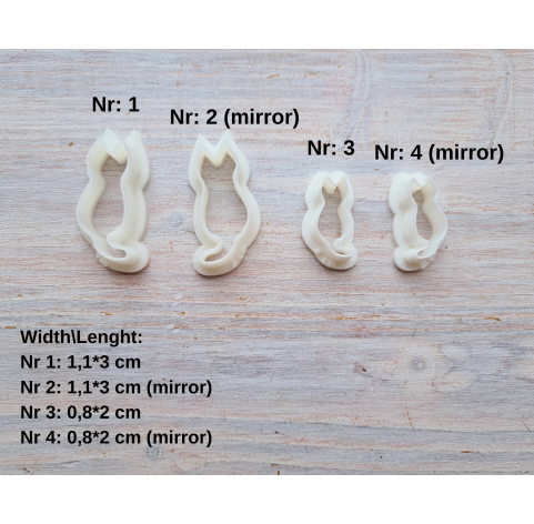 "Cat, style 1", set of 4 cutters, one clay cutter or FULL set