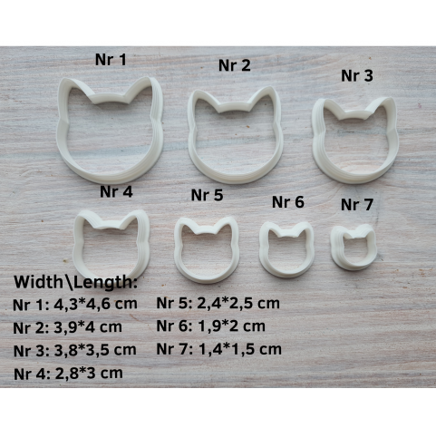 "Cat, style 2", set of 7 cutters, one clay cutter or FULL set