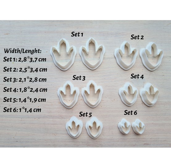 "Dinosaur footprint", set of 2 cutters, one clay cutter or FULL set