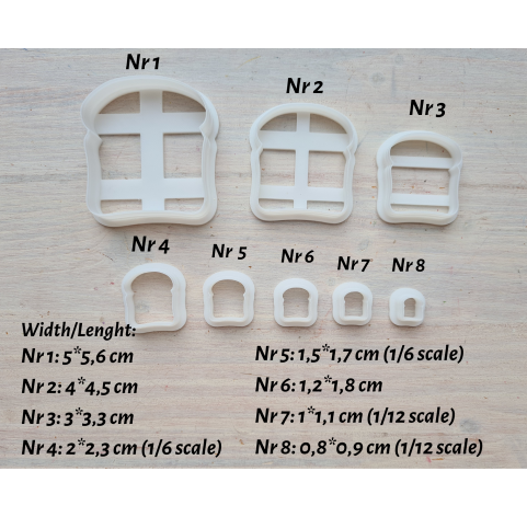 "Toast slice", set of 8, cutters one clay cutter or FULL set