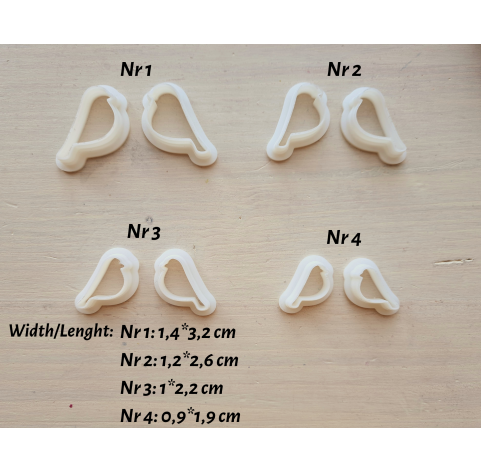 "Bird silhouette", 4 sets of 2 parts, one clay cutter or FULL set