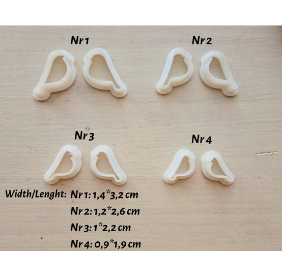 "Bird silhouette", 4 sets of 2 parts, one clay cutter or FULL set