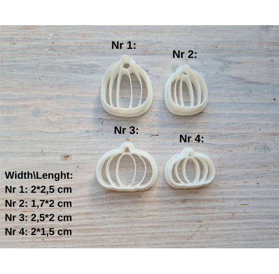 "Pumpkin, style 3", set of 4 cutters, one clay cutter or FULL set