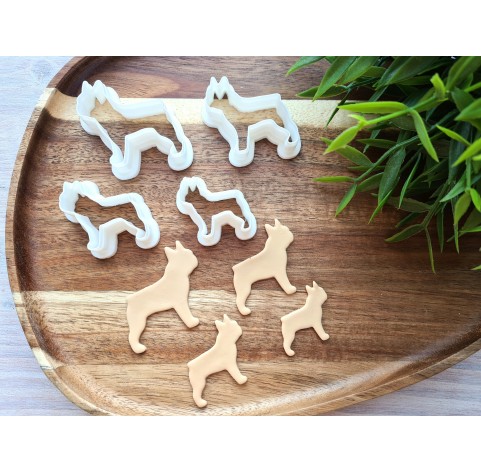 "French bulldog", set of 4 cutters, one clay cutter or FULL set