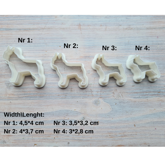 "French bulldog", set of 4 cutters, one clay cutter or FULL set