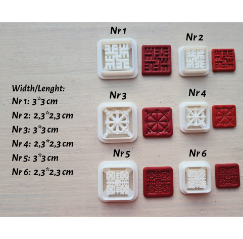 "Latvian signs, style 1",  set of 6 cutters, one clay cutter or FULL set
