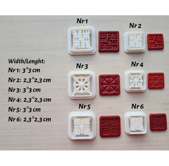 "Latvian signs, style 1",  set of 6 cutters, one clay cutter or FULL set