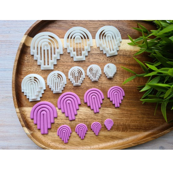 "Earring, style 1, arch", set of 8 cutters, one clay cutter or FULL set