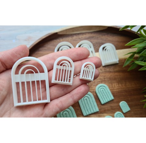 "Earring, style 3, arch", set of 7 cutters, one clay cutter or FULL set