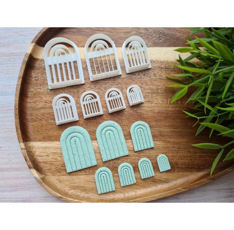 "Earring, style 3, arch", set of 7 cutters, one clay cutter or FULL set