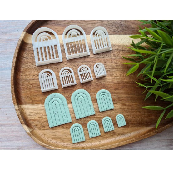 "Earring, style 3, arch", set of 7 cutters, one clay cutter or FULL set