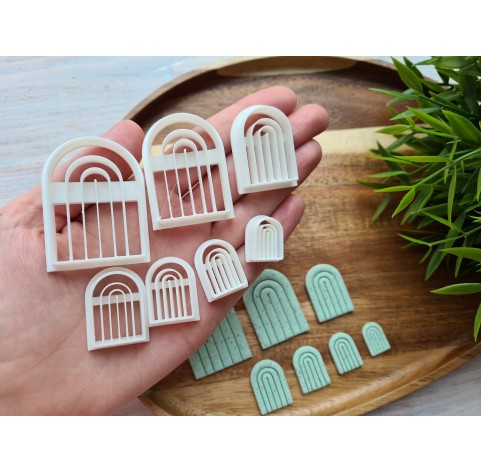 "Earring, style 3, arch", set of 7 cutters, one clay cutter or FULL set