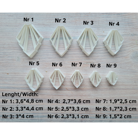 "Earring, style 4, art deco", set of 9 cutters, one clay cutter or FULL set