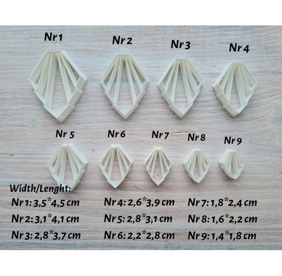 "Earring, style 4, art deco", set of 9 cutters, one clay cutter or FULL set