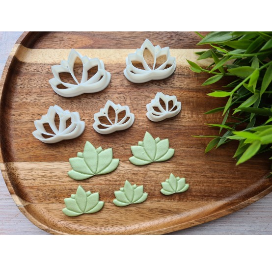 "Earring, style 7, lotus", set of 5 cutters, one clay cutter or FULL set