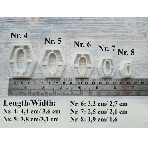 "Earring, style 11, chain", set of 5 cutters, one clay cutter or FULL set