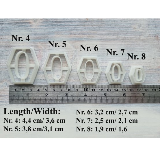 "Earring, style 11, chain", set of 5 cutters, one clay cutter or FULL set