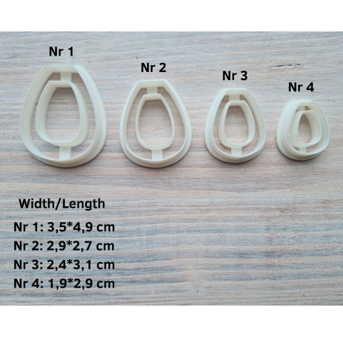 "Earring, style 12", set of 4 cutters, one clay cutter or FULL set