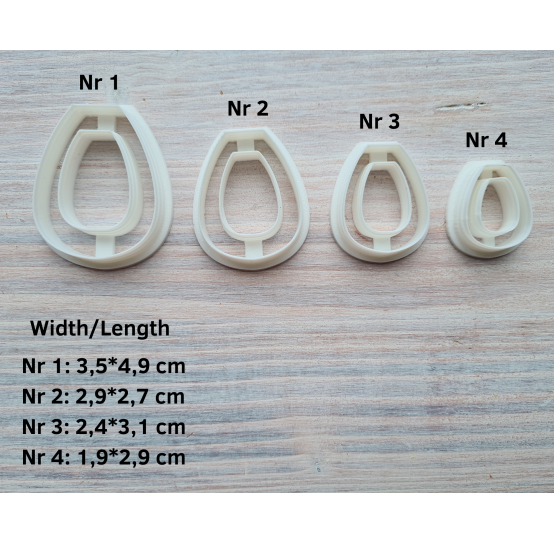 "Earring, style 12", set of 4 cutters, one clay cutter or FULL set
