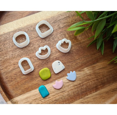 "Earring, style 15", set of 5 cutters, one clay cutter or FULL set