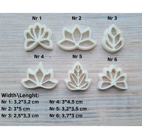 "Earring, style 17", set of 6 cutters, one clay cutter or FULL set