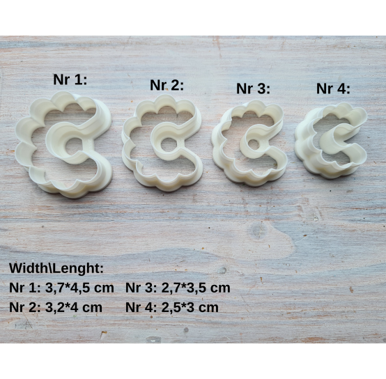 "Earring, style 18, fat hoop flower", set of 4 cutters, one clay cutter or FULL set