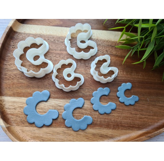 "Earring, style 18, fat hoop flower", set of 4 cutters, one clay cutter or FULL set
