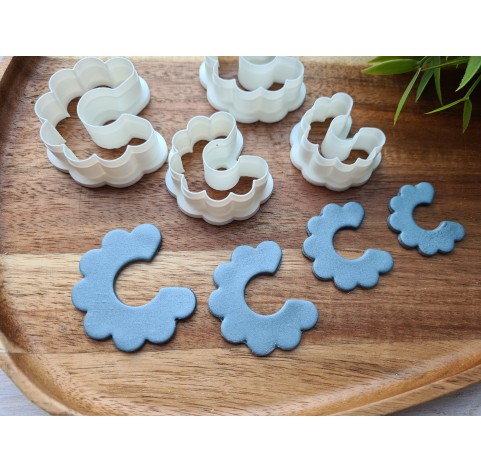 "Earring, style 18, fat hoop flower", set of 4 cutters, one clay cutter or FULL set