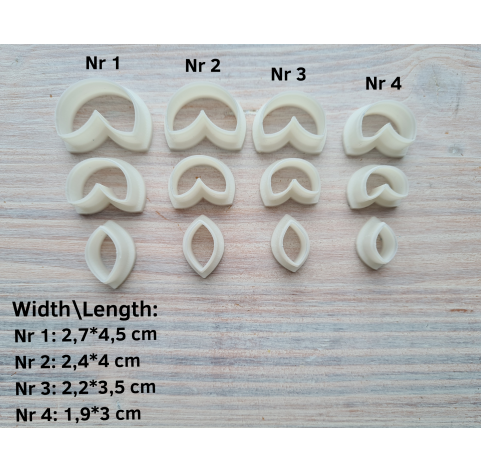 "Earring, style 20, 3 parts", set of 4 cutters, one clay cutter or FULL set
