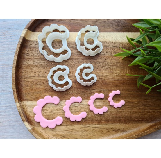 "Earring, style 21, fat hoop flower", set of 4 cutters, one clay cutter or FULL set