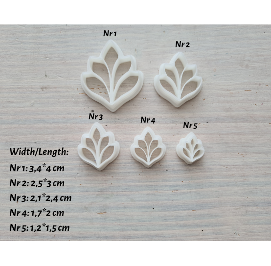 "Earring, style 23", set of 5 cutters, one clay cutter or FULL set