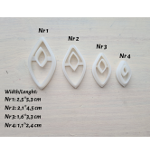 "Earring, style 25", set of 4 cutters, one clay cutter or FULL set