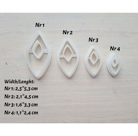 "Earring, style 25", set of 4 cutters, one clay cutter or FULL set