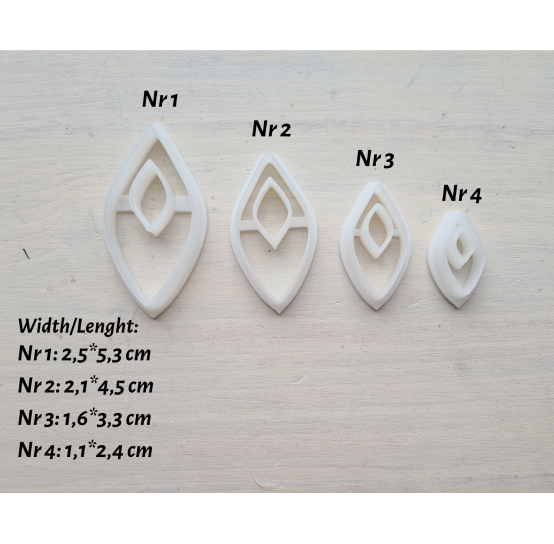 "Earring, style 25", set of 4 cutters, one clay cutter or FULL set