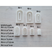 "Earring, style 26, arch", set of 7 cutters, one clay cutter or FULL set