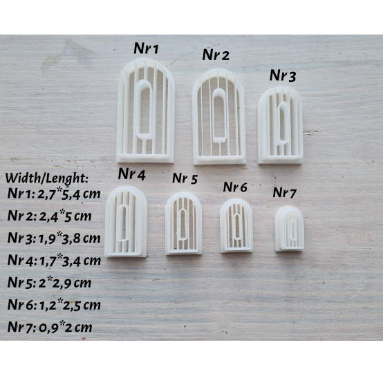 "Earring, style 26, arch", set of 7 cutters, one clay cutter or FULL set