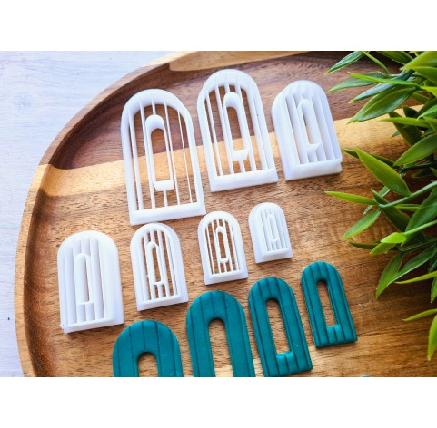 "Earring, style 26, arch", set of 7 cutters, one clay cutter or FULL set