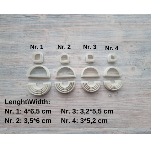 "Earring, style 16, 3 parts", set of 4 cutters, one clay cutter or FULL set