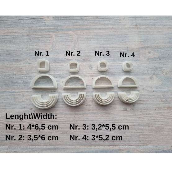 "Earring, style 16, 3 parts", set of 4 cutters, one clay cutter or FULL set