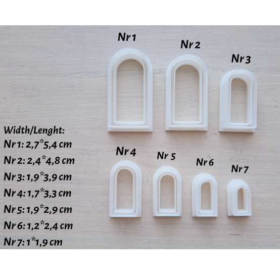 "Earring, style 31, arch", set of 7 cutters, one clay cutter or FULL set