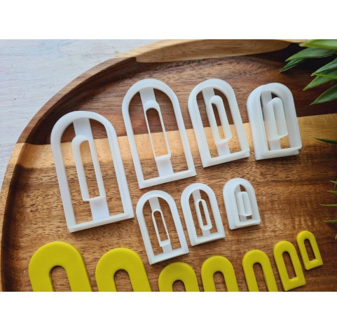 "Earring, style 33, arch", set of 7 cutters, one clay cutter or FULL set