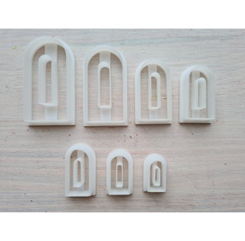 "Earring, style 33, arch", set of 7 cutters, one clay cutter or FULL set