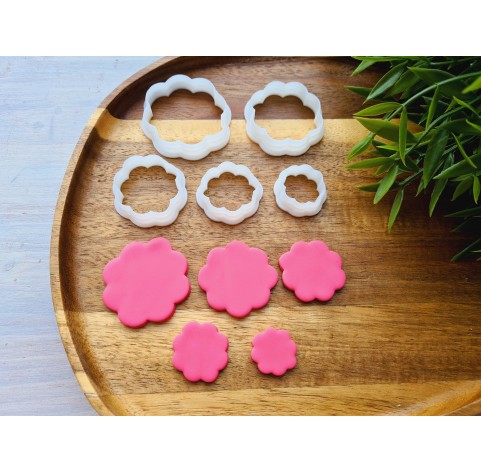 "Earring, style 34, flower contour", set of 5 cutters, one clay cutter or FULL set