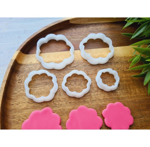 "Earring, style 34, flower contour", set of 5 cutters, one clay cutter or FULL set