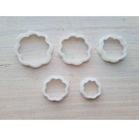 "Earring, style 34, flower contour", set of 5 cutters, one clay cutter or FULL set